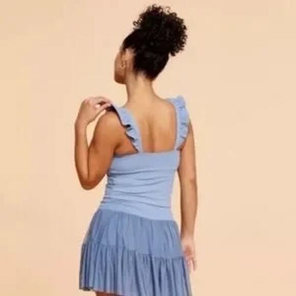 NWT! Blogilates 2X Troposphere Romantic Ruffle Active Tank Top - Picture 2 of 7